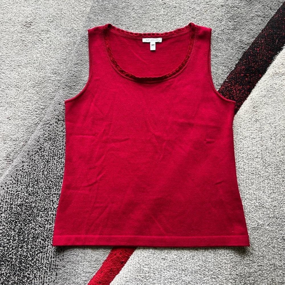 St.John Burgundy Red Santana Knit Tank Top